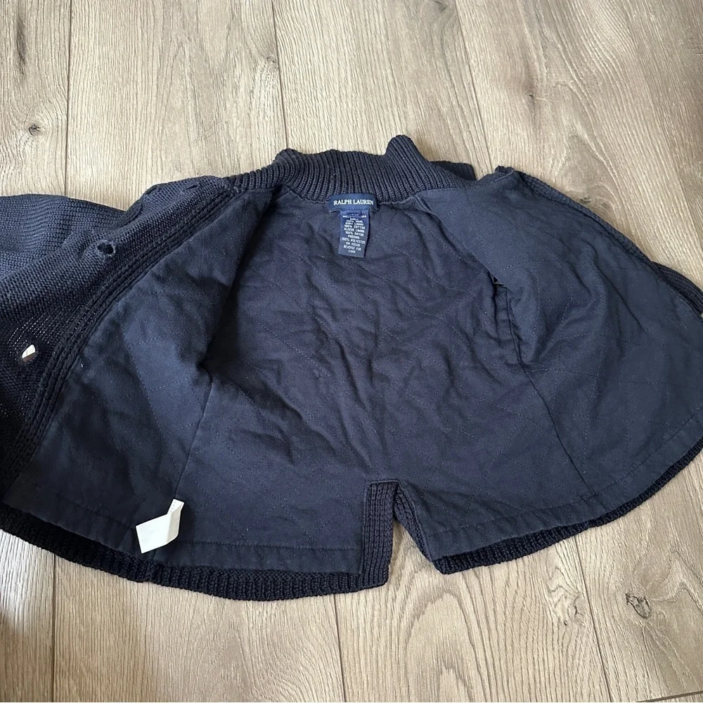 RALPH LAUREN 100% Wool Baby Cardigan Sweater Jacket Navy 12 Months